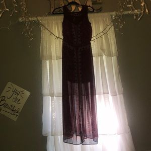 A maroon maxi dress w slit